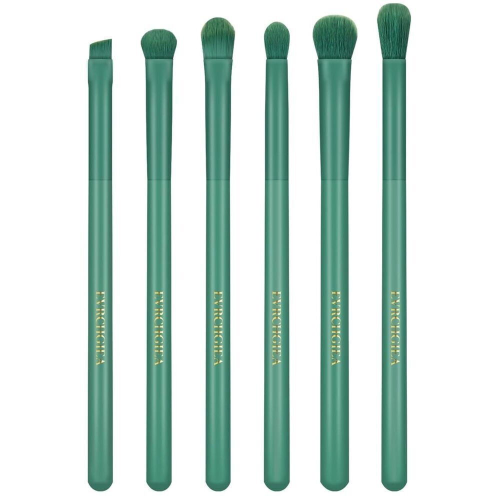 6 Pcs Green Professional Blending Soft Hairs Eye Makeup Brush Set & Wood Handle - Picture 1 of 5